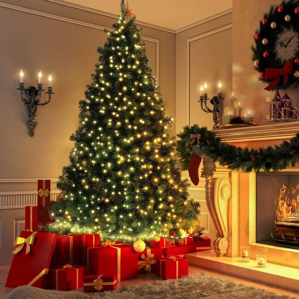 600 LED Christmas Lights Outdoor Indoor String Lights 8 Modes Warm White 206 FT
